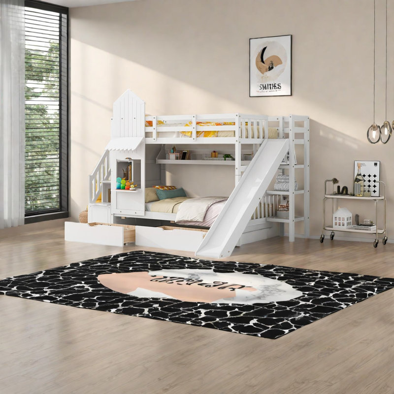 Lits modernes avec rangement, glissade simple en bois massif pour chambre d'enfant