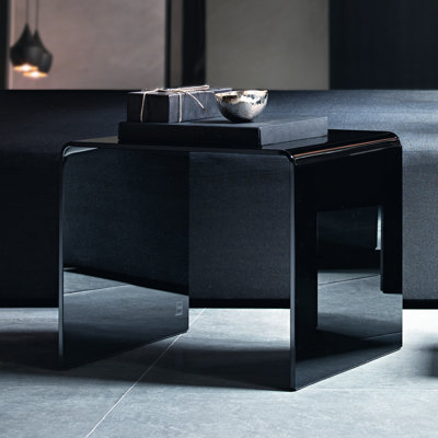 Semaj Glass Top Sled End Table
