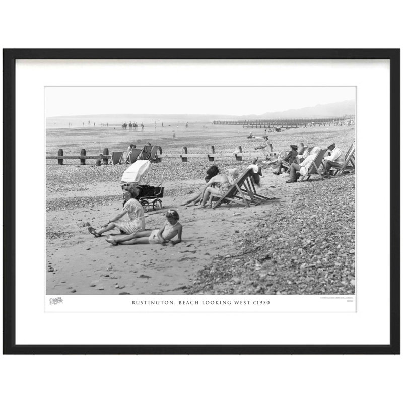 Rustington, Beach Looking West C1950 by Francis Frith - Single Picture Frame Print, 40cm H x 50cm W x 2.3cm D