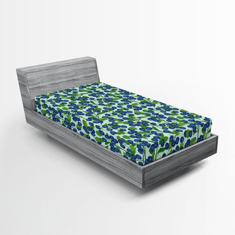 Drap-housse Ambesonne, Drap-housse de taille simple, Lavande foncé, vert fougère / floral