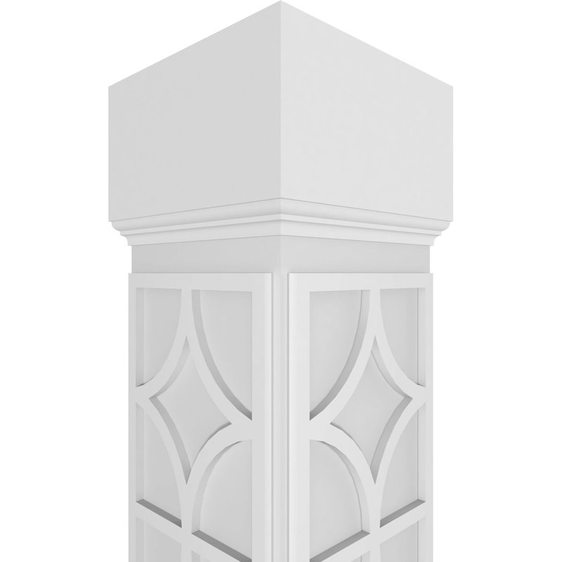 Colonne carrée classique en Magnolia non-conique Craftsman avec base et mission Mission, H 120 po x l 7,62 po x P 7,62 po