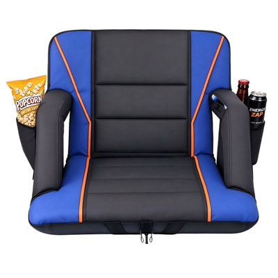 Stadium Seat with Back Support,2PC 25 in. Wide Bleacher Chair with 6-Position Recline, Adjustable Armrests, Padded Backpack Straps, Cup Holder & Storage Bag