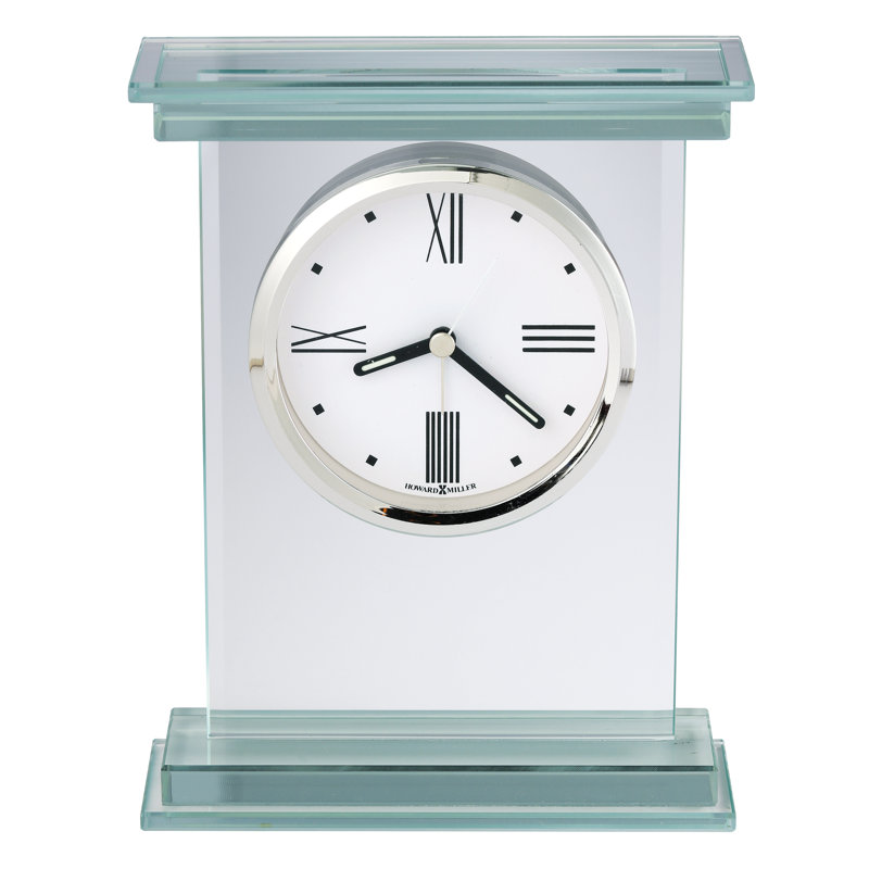 Hightower Modern & Contemporary Roman Numeral Crystal Quartz Movement / Crystal Tabletop Clock with Alarm in Clear