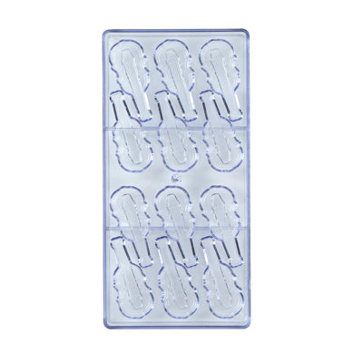Restaurantware-Pastry Tek 10.8 x 5.3 Inch Chocolate Shaping Mold, 1 Freezable Candy Mold - 12 Cavities, Violin-Shaped, Clear Polycarbonate, For Chocolate, Dishwashable, Easy To Release