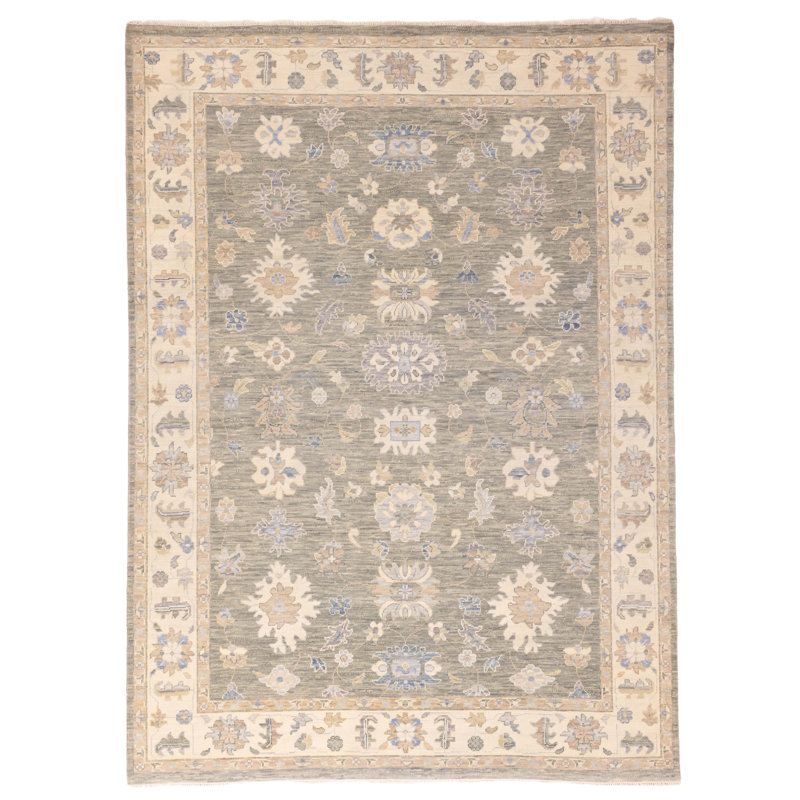 Tapis sarcelle moderne Oushak 9 pi 0 po x 12 pi 3 po