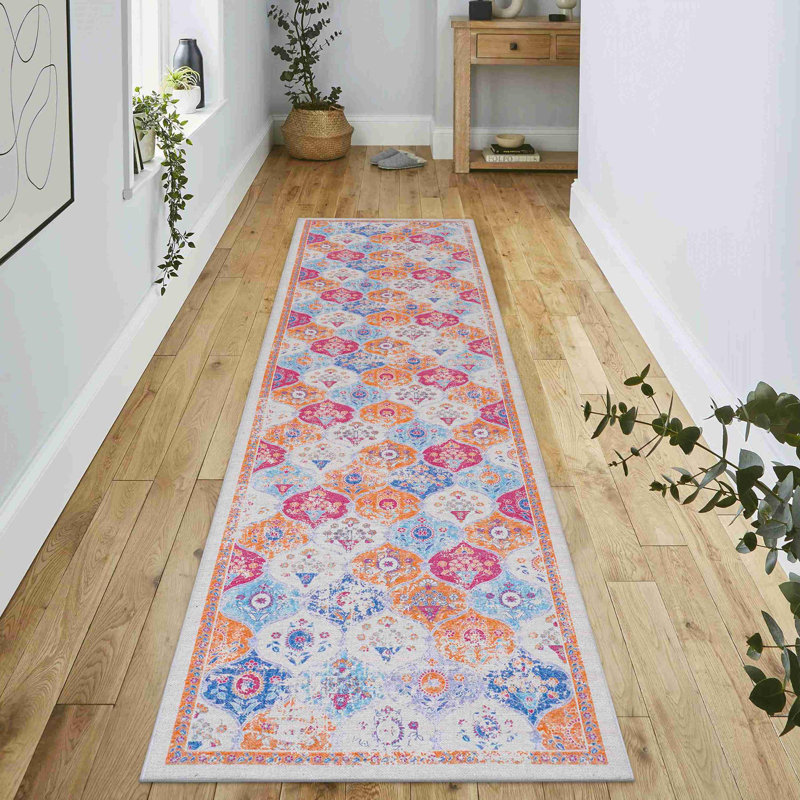 Cream Washable Area Rug, Rectangle 2'5" x 10'