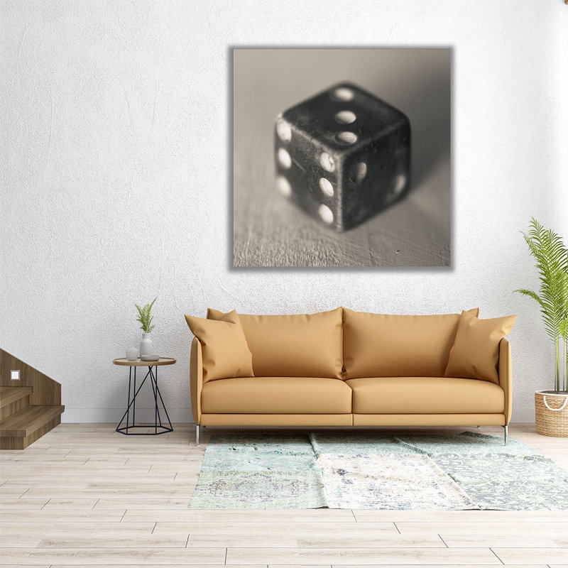 Vieux dés, gros plan - reproduction d'art sur toile, H 16 po x l 16 po