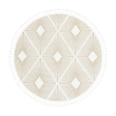 Longmeadow Geometric Ivory/White Machine Woven Polyester Area Rug