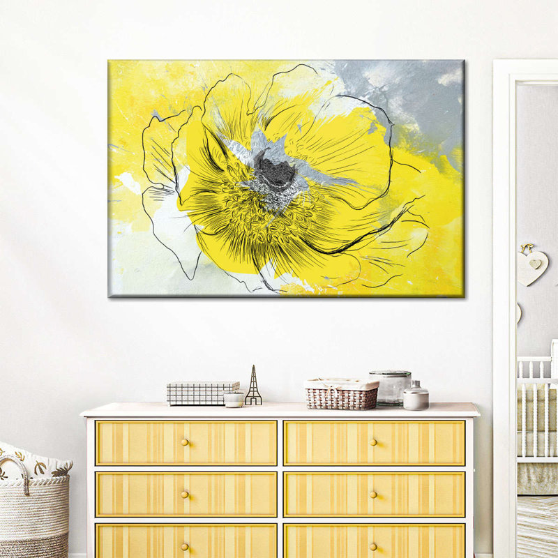 " Bright Yellow Flower Canvas Print ", 16" H x 24" W x 1.25" D