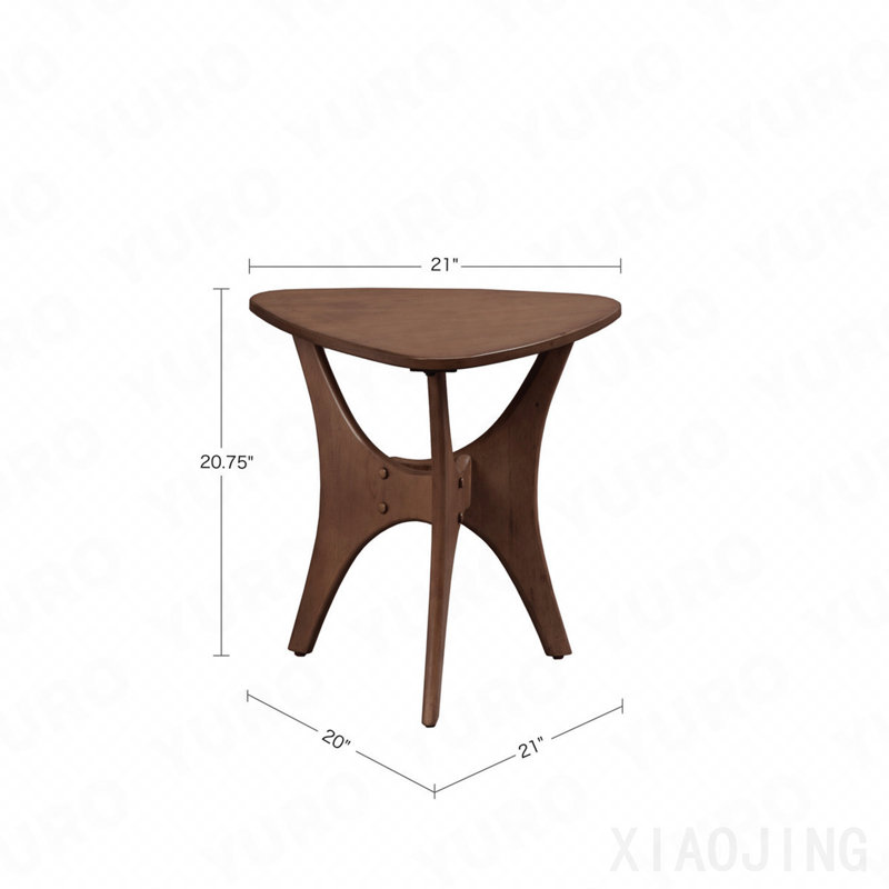 Table d'appoint triangulaire en bois, Brun, 20.75" H x 20" L x 21" W