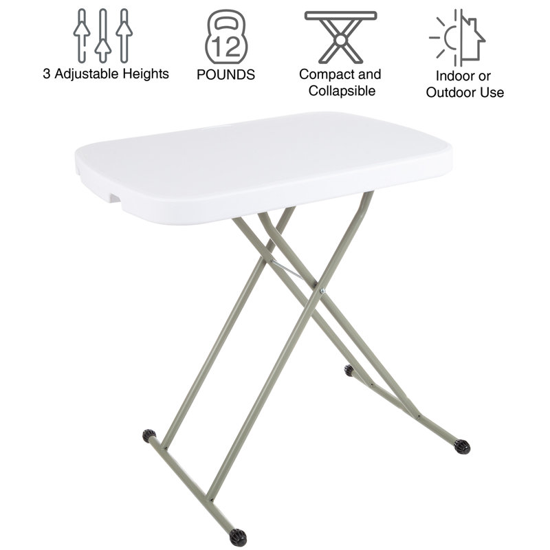 Folding Table - Lightweight Portable Folding Desk - Small Plastic Table for TV Tray, Playing Cards, and Craft Room by Everyday Home (White)
