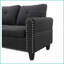 Canapé de 98 po de largeur faisant face à la gauche Chaise avec repose-pieds - gris | Mélange de lin | Accoudoirs ronds