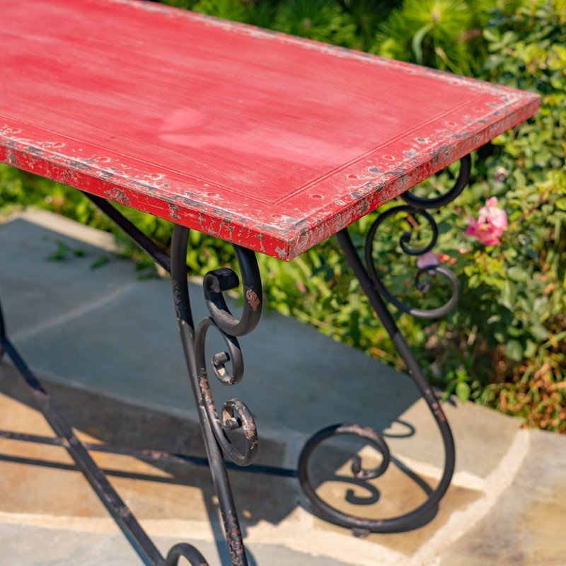 48x23.6in. Gabriel Rectangular Iron Table, Red/Black