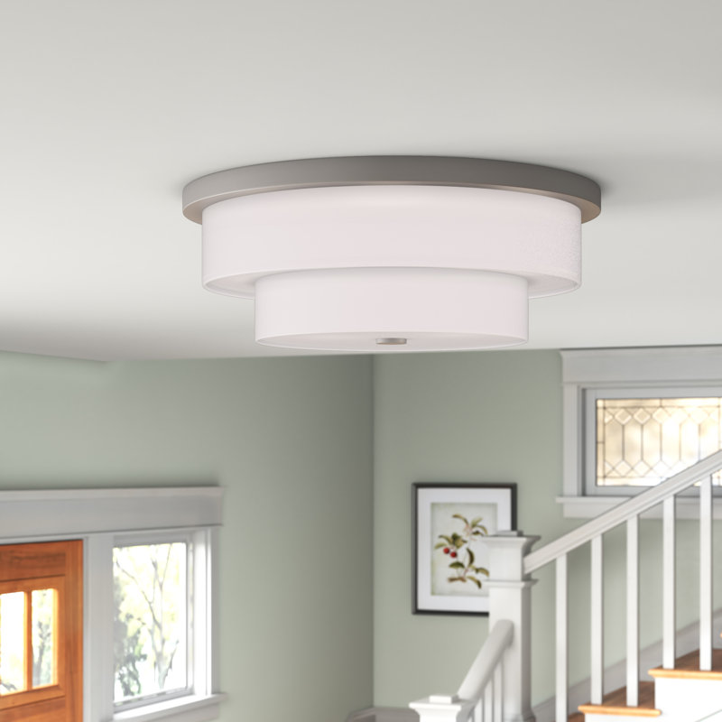 Plafonnier encastré 4 lumières Flaire, Nickel brossé, 5 lumières, H 9 po x l 25,5 po x P 25,5 po