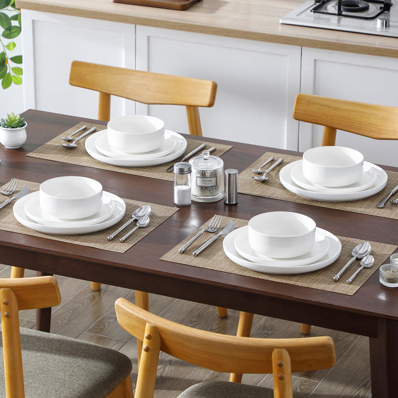  24 Piece Porcelain China Dinnerware Set - Service for 8