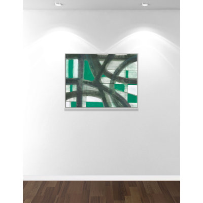 Emerald Glass Stain  Floater Frame Painting Print on Canvas
