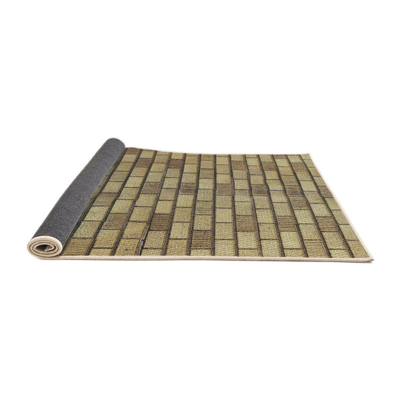 Tapis olive à motif géométrique Schacht, Rond 6 pi