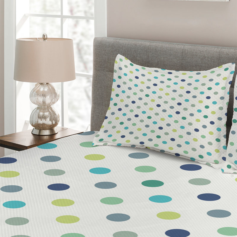 Polyester Dots Coverlet, King Bedspread + 2 Shams
