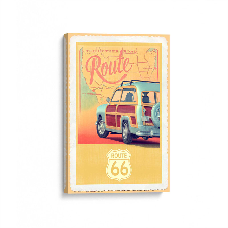 Croisière Route 66, Toile tendue sur cadre, Ne s’applique pas, H 18 po x l 12 po