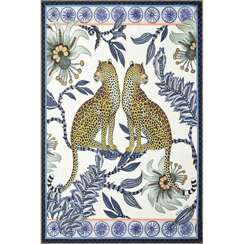 Tapis bleu tissé lavable à la machine, Sous-tapis carré 3 pi 3 po inclus