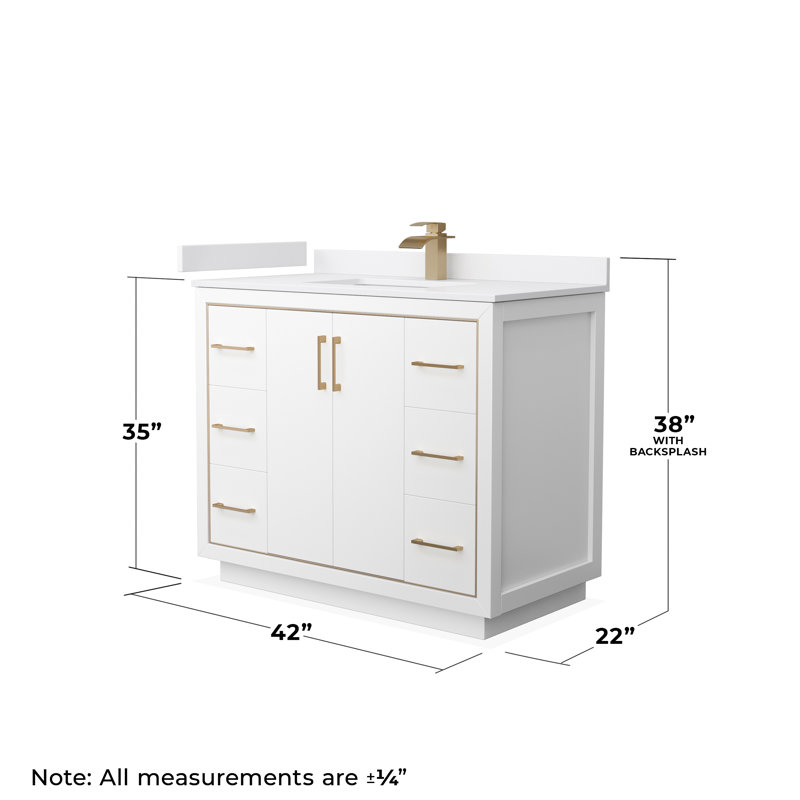 Icon 42'' W Single Vanity, White, Dark Gray, Matte Black