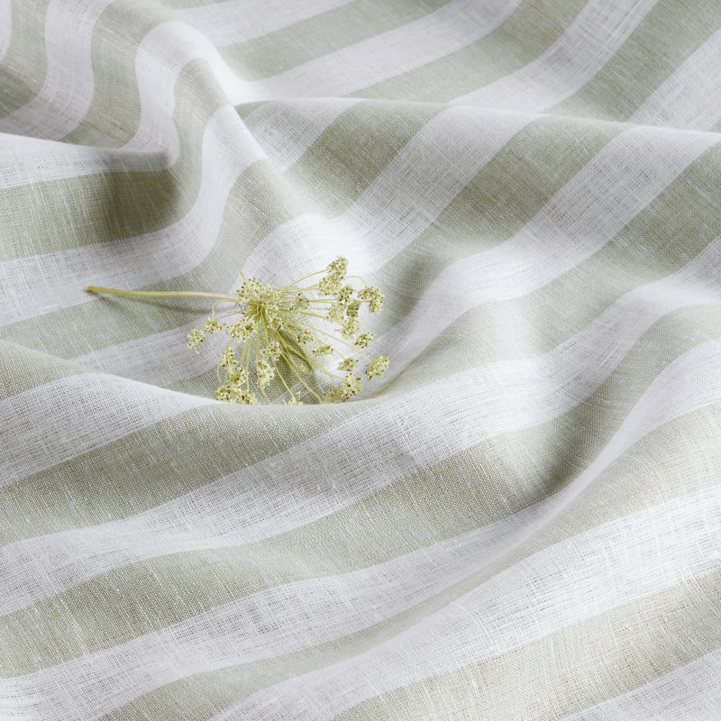 Sorrento Stripe - 100% Pure Linen Dinner Napkins, Sage/White