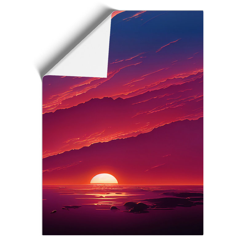 Unreal Ocean Sunset - Wall Art, 42cm H x 29.7cm W, Paper, No Matte