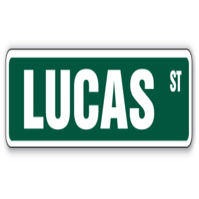 Lucas Street Sign Childrens Name Room Sign Indoor Outdoor  18 Inch Wide