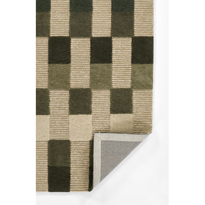 Tapis vert rayé en laine touffeté à la main Momeni Fletcher 2 pi x 3 pi