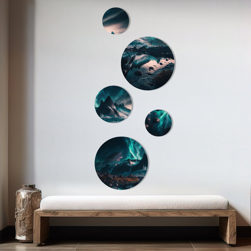 Aurora Borealis Magical Northern Lights I - Landscape Mountains Metal Wall Décor