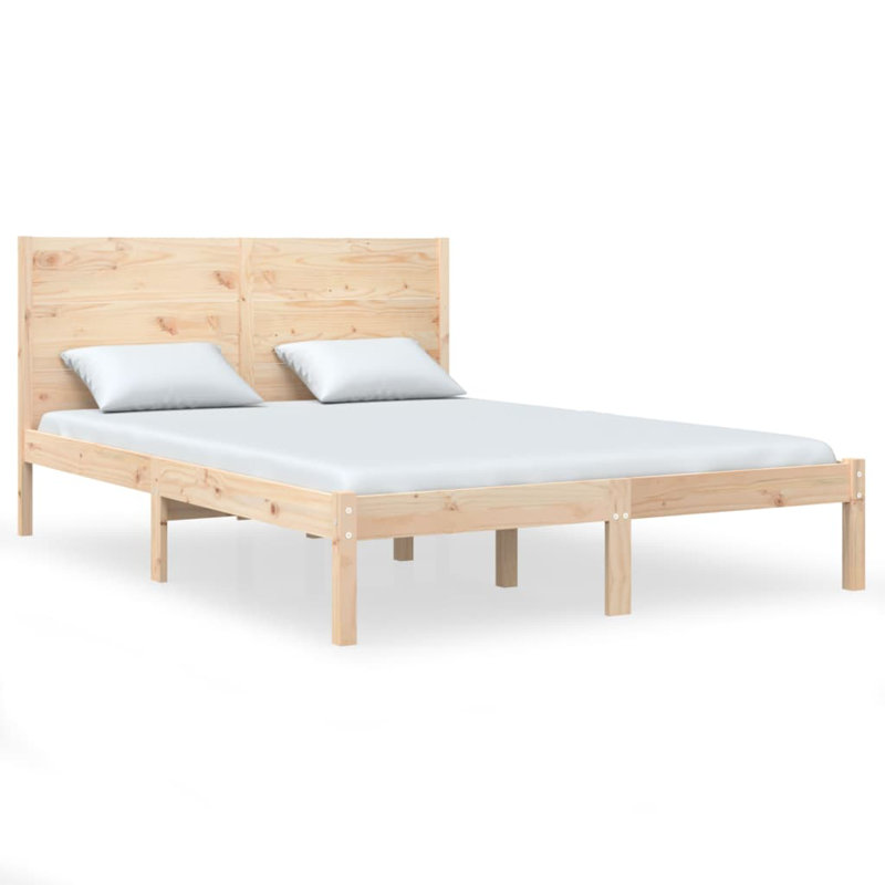 Bed Frame Solid Wood, Natural, European Kingsize (160 x 200cm)