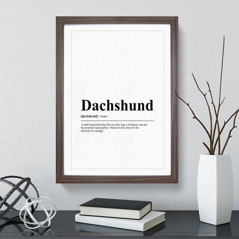 Dictionary Dachshund - Framed Print, Walnut, 36cm H x 27cm W x 2cm D