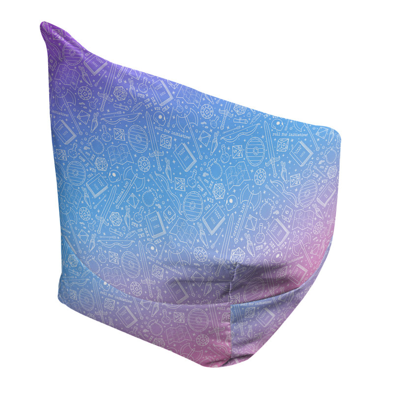 Sac de pois Kitterman, H 27 po x L 30 po x P 25 po, Pouf fauteuil, Bleu ciel/Orchid/plumes