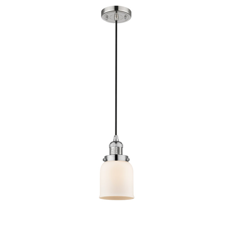Witherington 1 - Light Single Pendant, Polished Nickel, Matte White Cased, 8.88" H x 5" W x 5" D