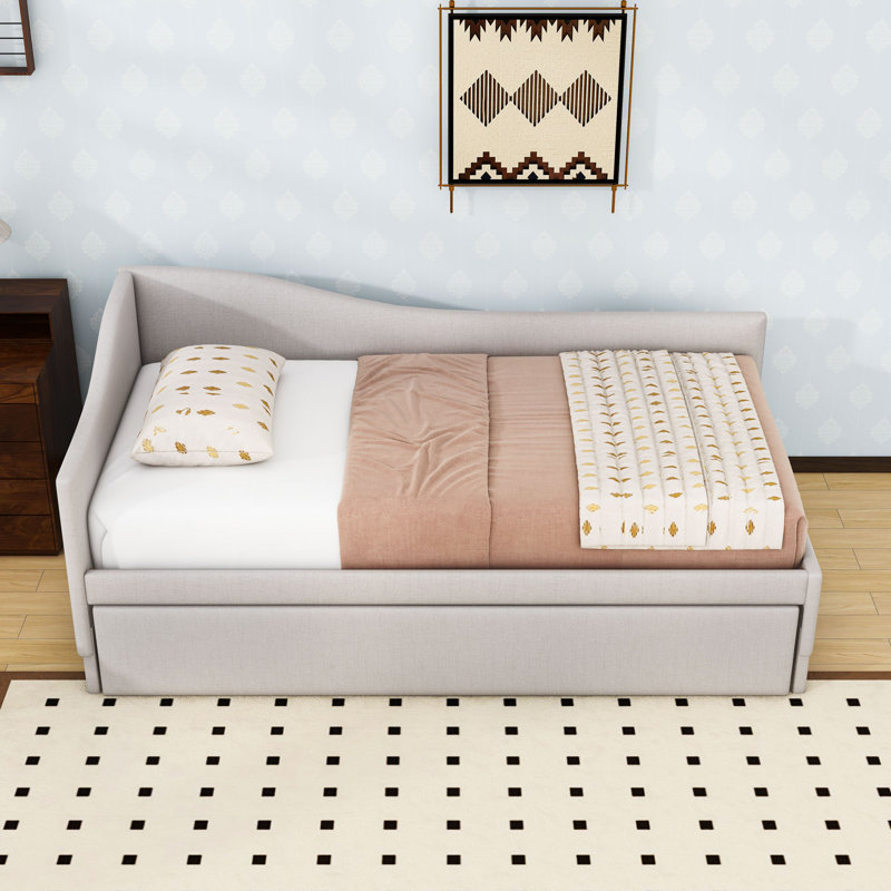 Lit de jour rembourré avec couchette, Beige