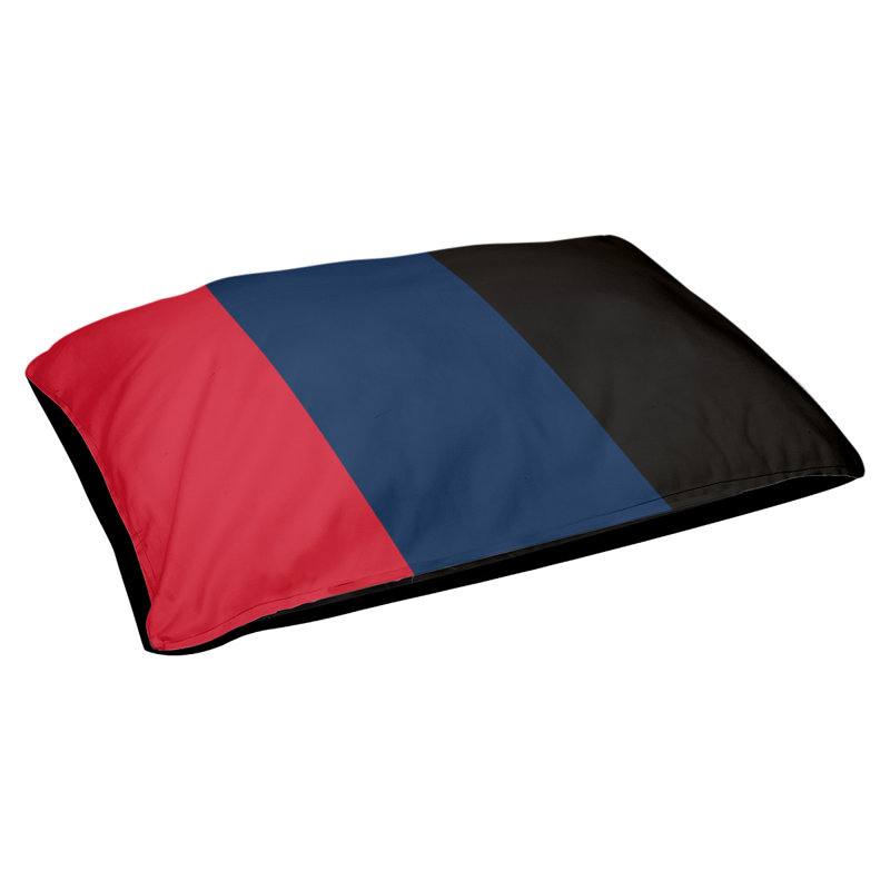 Coussin pour chien hockey Minnesota, Petit (l 28 po x P 18 po x H 9,5 po), Rouge rosé / noir / rouge rosé