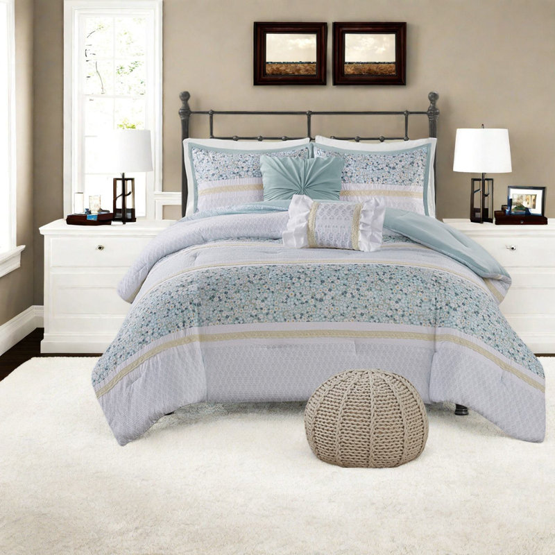 Ensembles de literie très grand / très grand californien, microfibre en tissu gaufré, confort campagnard avec coussins décoratifs