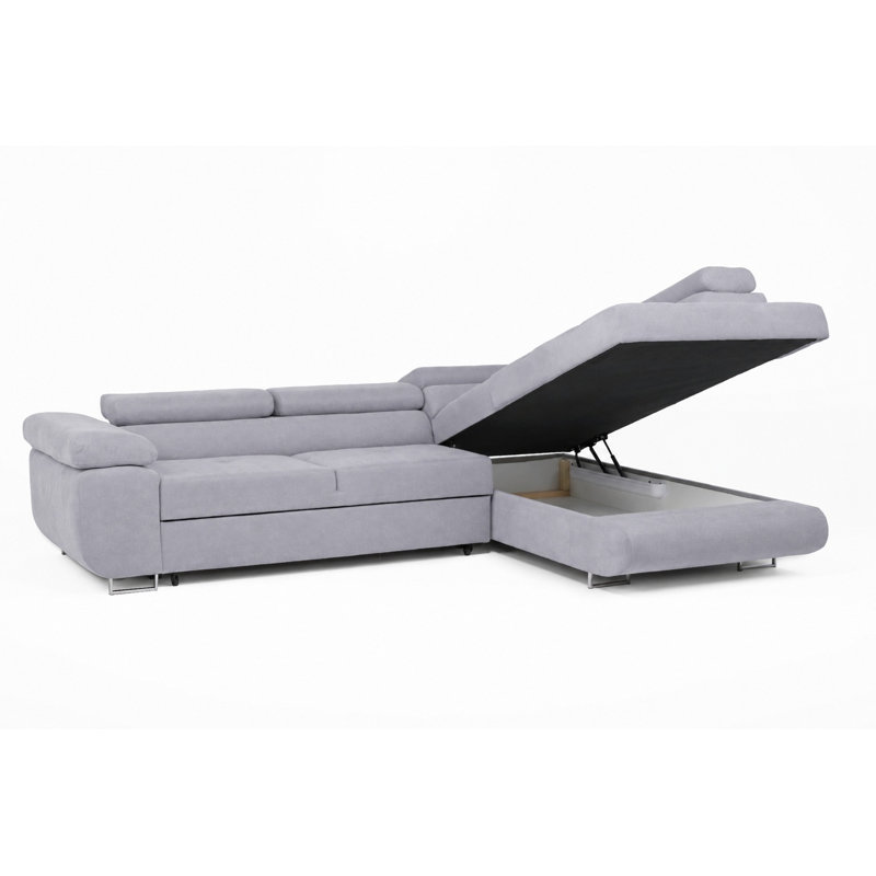 Flavius Corner Sofa Bed, Silver, Right Hand Facing