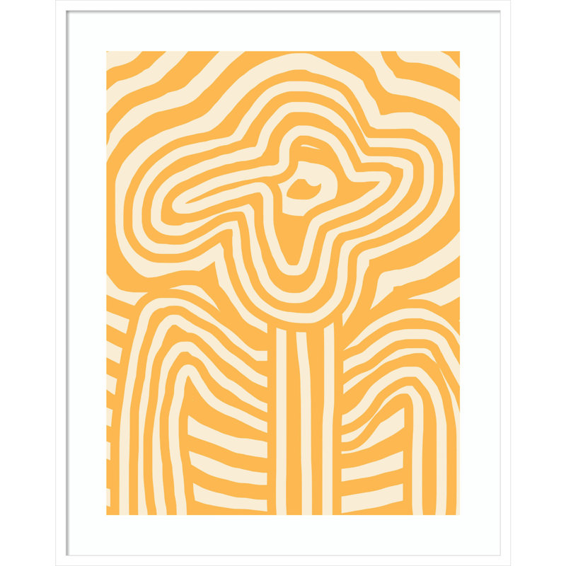 «Yellow Striped Flower» par Little Dean, reproduction d'art encadrée sur bois, H 41 po x l 33 po