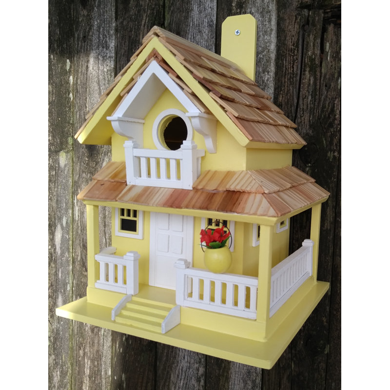 Yellow Pine Shingle Backyard Bird Cottage with Flower Boxes