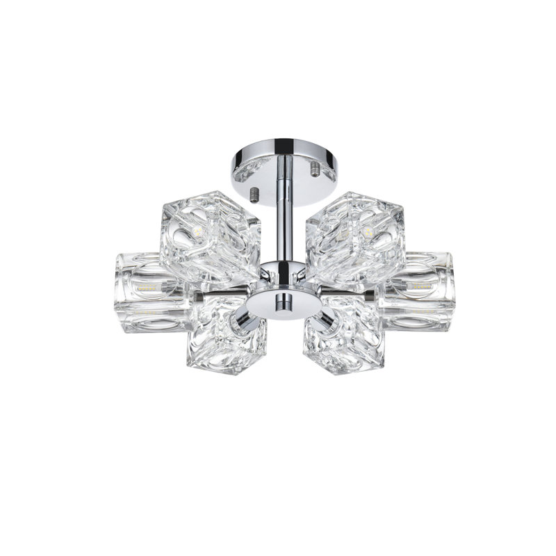 Yil Glass Semi Flush Mount, Chrome