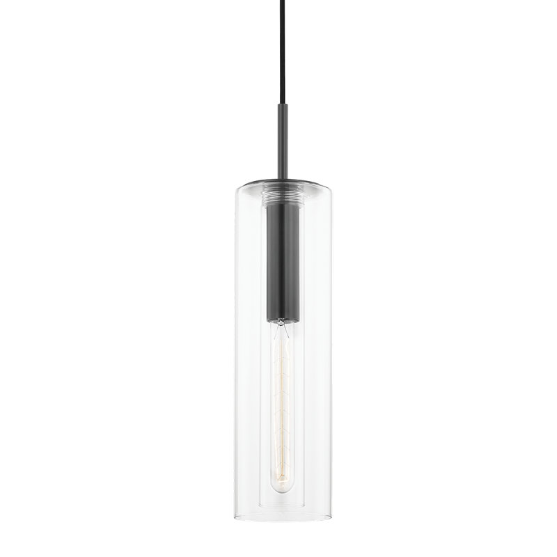 Luminaire suspendu cylindrique simple à 1 lumière Adreille, Nickel poli