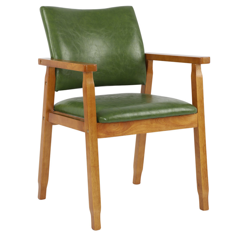 Actrice Mid-Century Fabric Upholstered Arm Chair, Dining chair, Green PU