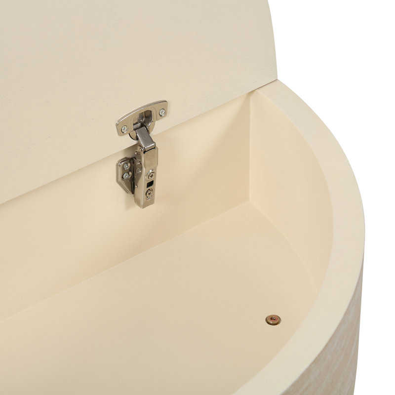 Table basse ronde avec plateau rabattable et compartiment de rangement caché