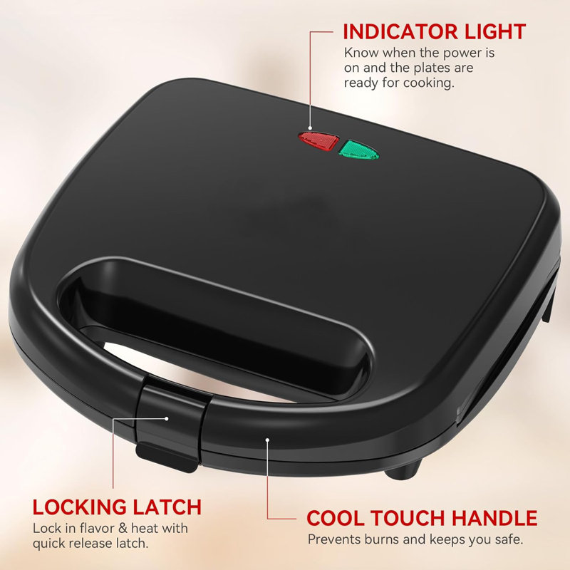Griller le fromage 2 tranches de 750 W avec plaques triangulaires antiadhésives