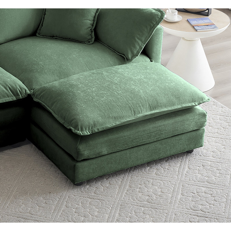 Repose-pieds rembourré Farsad, H 19 po x l 35 po x P 22,4 po, Vert