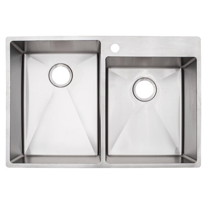 Évier de cuisine à double cuve en acier inoxydable à double cuve l 33 po x l 22 po Vector