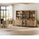 Ensemble de bureau 2 pièces, bureau double 56 po, bibliothèques avec 3 tiroirs et 2 armoires en verre