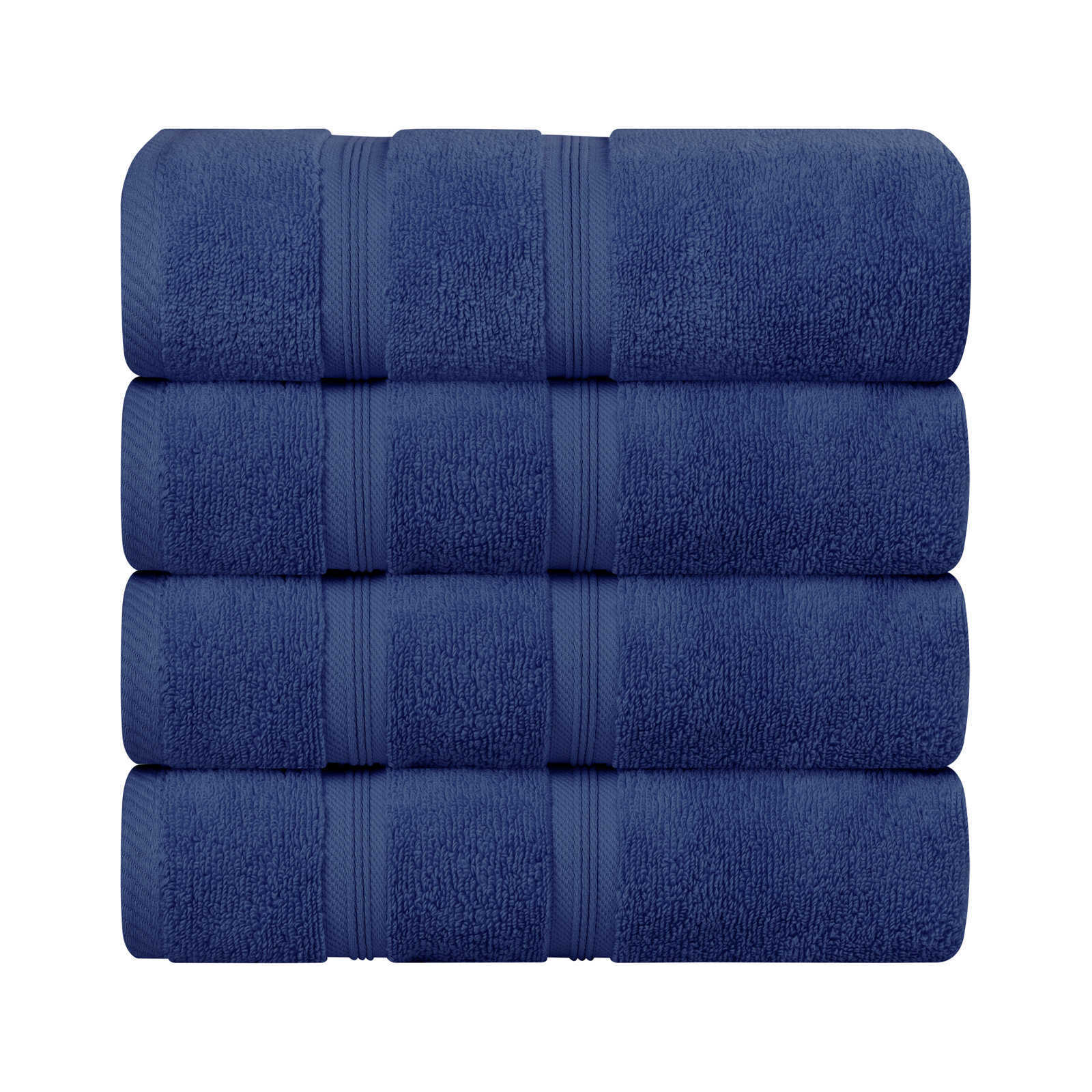 4-Piece Zero-Twist Cotton Towel Set, Navy Blue