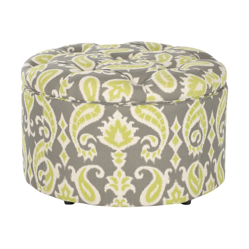 Upholstered Ottoman, Grass Green, Gray